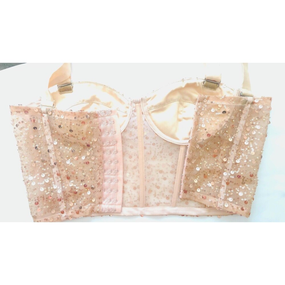 Georgina Chavez Custom Made Golden Sequin Bustier Concert Festival - 8 - Picture 3 of 6